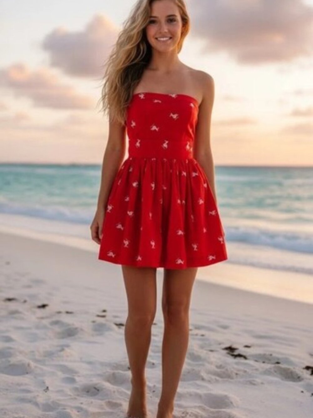HOLLISTER Juniors Teen Pink Pelican Corset Smocked Back Dress Size XS X Small